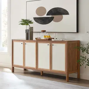 Modway Capri 65" Wood Grain Sideboard Storage Cabinet in Walnut