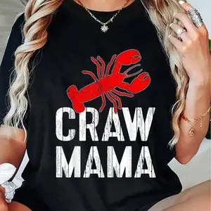 100% Cotton Crawfish Boil Tee Funny Love Crayfish Craw Mama Crawfish T-Shirt Short Sleeve T-Shirt