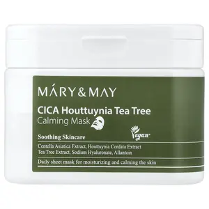 Mary & May CICA Houttuynia Tea Tree Calming Beauty Mask, 30 Sheets, 14.1 oz (400 g)