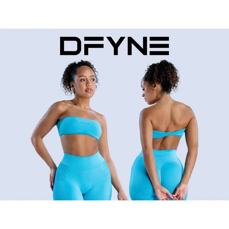 Women's Dfyne Minimalist Ignite Bandeau Sports Bra - Seamless Strapless, Sculpting Fit, Breathable, Removable Padding, Ribbed Hem Band, Yoga/Stretch, Everyday Style, Layering, Low-Impact Support for Low-to-Medium Workouts