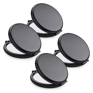 4PCS Minimalist Fashion Compact Mirror for Purse, Metal Round Shell, Double-Sided 1X/2X Magnifying, Portable Travel Makeup Mirror, Mini Pocket Mirror, Cute Small Pocket Mirror for Gift, Travel Essentials, Gifts for family and friends