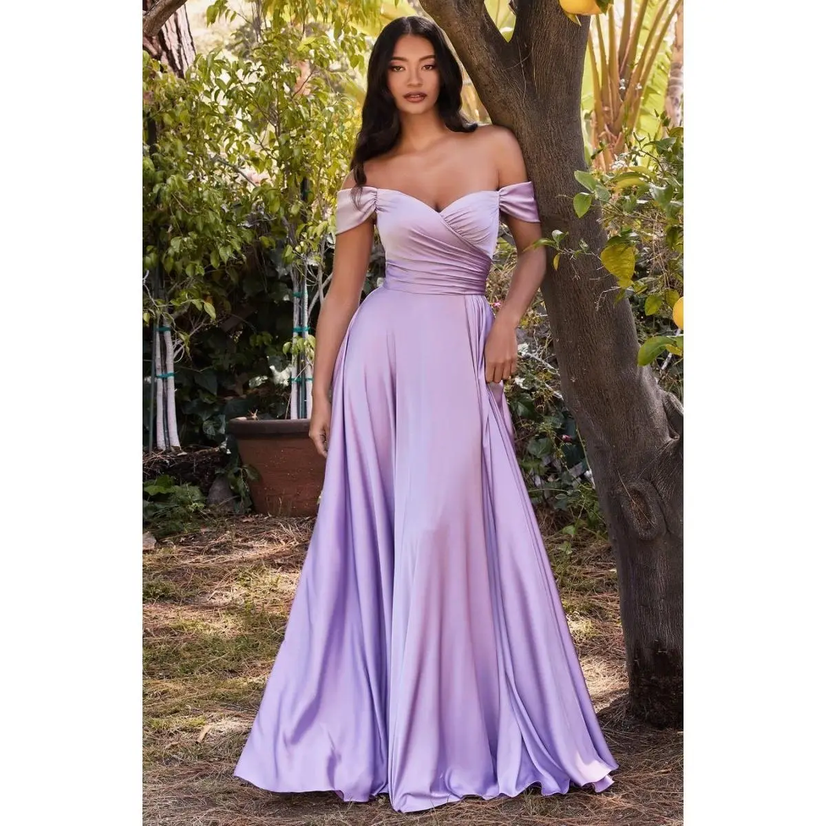 Ariel A-Line Satin Off the Shoulder Dress BY LADIVINE