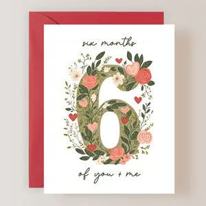 6 Month Anniversary Card for gf, for bf, 6 Month Anniversary Gift