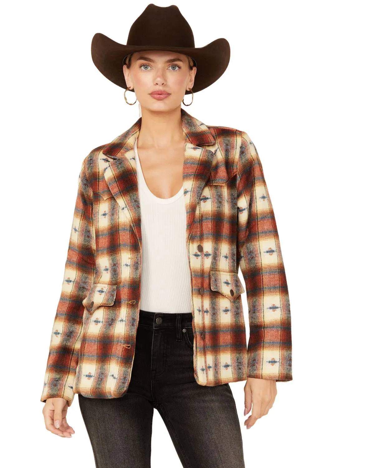 Wrangler Women's Women'S Plaid Print Blazer - 112353149