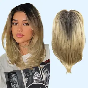 Clip in Synthetic Hair Topper with Bangs for Women 14inch Long Layered 6x6 Big Base Toppers Hairpieces for Thinning Hair #TikTokShopDealsforYouDays