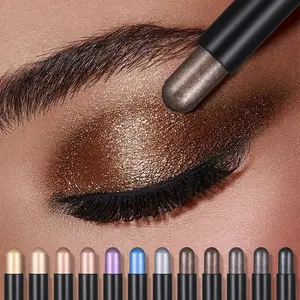12 Color Eyeshadow Stick Highlight Fine Glitter Quick Application Eye Shadow Cream, Essential for Lazy People, Multi-Color One Stick Daily Commute Friendly, Eyeshadow Makeup