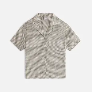 Kith Women's Elena Monogram Silk Khaki Camp Shirt Size Large