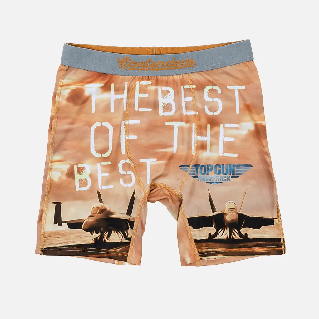 Contenders Clothing Men's Official Top Gun: Maverick Graphic Boxer Briefs in Copper-Infused Polyester-Spandex with Ride Control Fit, Menswear, Brief Cut, Jacquard Band