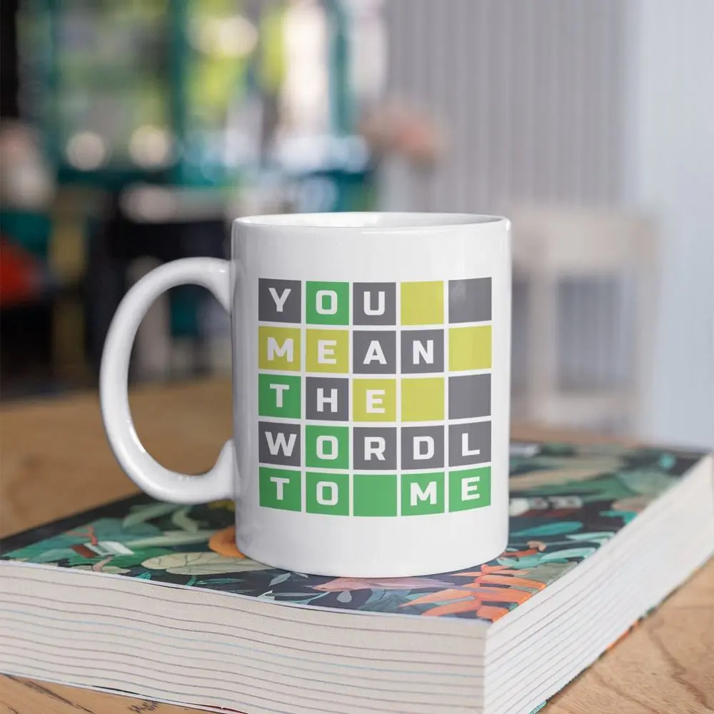 Wordle Coffee Mug | "You Mean the Wordle to Me" | Valentines Day Gift | Large Christmas Hot Chocolate Mug