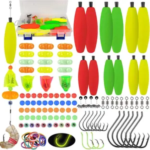 Catfish Rigs Making Kit, 127 count Catfish Rig Accessories Catfish Tackle Kit with Fishing Hook Swivels EVA Float Rotating Rattles Beads Bobber Stoppers, Fisherman's