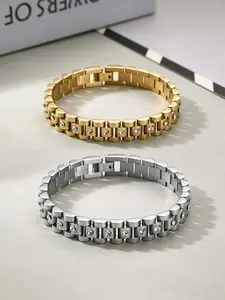 Titanium Steel Rhinestone Bracelet, Hypoallergenic and Fade-Resistant, Simple and Shiny, Style Luxury, Best Friend Gift