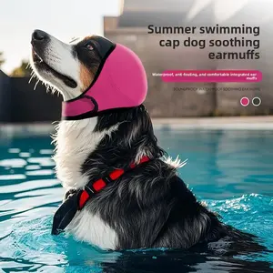 Pet Dog Ear Muffs Summer Swimming Waterproof Soothing Emotion Head Cover Anti-Fright Noise Reduction Soundproof Anti-Shake Cap for Comfortable Swimming