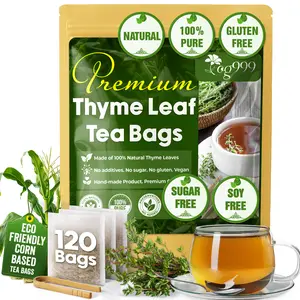 【FreshDrinkUS】 120 Thyme Leaf Tea Bags, 100% Natural & Pure Thyme Leaves. Loose Leaf Thyme Herbal Tea. Thyme Leaf Tea. No Sugar, No Caffeine, No Gluten, Vegan. Beverage
