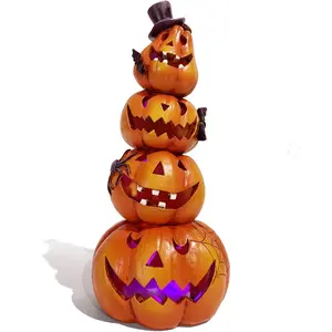 Halloween Pumpkin Decorations Indoor Halloween Decorations Clearance for Table/Halloween/Window/Present Box//Courtyard Corridor (Orange Stacked Pumpkins)