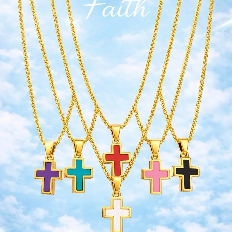 18-20" Stainless Steel Cross Faith Necklace Non Tarnish Waterproof Jeweley