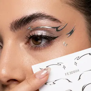 1/2/3 Pcs 3D Silver Foil Hot-Stamped Jelly Sticker for Eyes & Face | Henna Pattern Eyelash Tattoo Sticker