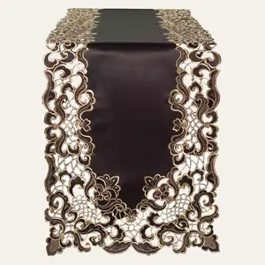 Noir Luxe – Black Gold Table Runner, Granada Collection Modern Decorative Runner 14*108 inch