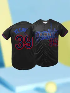 Men's TORONTO #39 Baseball Shirt,Embroidered V Neck Loose-Fit Breathable Baseball Jersey, Casual All-Season Sports Uniform for Outdoor Activities & Games