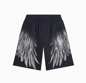 TCH—Light Luxury，Unisex Outfit, New Arrival Rhinestone Wings Design Sport Shorts