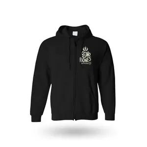 Bones Coffee Company | Classic Logo Zip-Up Hoodie Black Unisex 50/50 Cotton Poly Blend Bones Coffee Company | Classic Logo Zip-Up Hoodie Black Unisex 50/50 Cotton Poly Blend