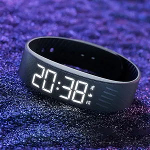 LED Digital Alarm Clock Watch Waterproof Snooze-proof Alarm Bracelet Adjustable with Running Pedometer Fitness Wristbands