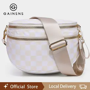 GAINSNS Black and White Nylon Bum Bag Plus Size Friendly Fanny Pack  - new style Spacious Design for Essentials great gift belt bags crossbody versatile Oxford cloth large capacity shell bag light messenger bag sports bag Outdoorfun