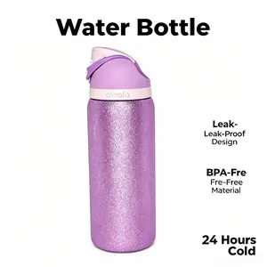 Owala 32oz Purple Glitter Insulated Tumbler - Double-Wall Vacuum Stainless Steel Cup, Leak-Proof Flip Straw Travel Mug, 24-Hour Cold Retention, Portable Reusable Drinkware for Home, Outdoor & Sports