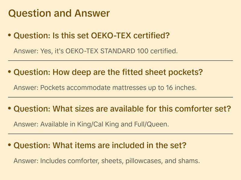 Elegant Comfort 8-Piece Bamboo Floral Comforter Set - Botanical Pattern with 4-Piece Sheet Set and Double-Sided Storage Pockets