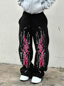 Men's Y2K Gothic Print Waistband Jogger Pants, Casual Loose Fit Sweatpants, All-Season Fitted Design, Comfortable & Stylish