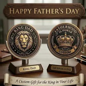 King Dad Keepsake Custom Coin, Custom Father's Day Challenge Coin, Personalized Dad Gift, King Dad Keepsake Coin, Fatherhood Is Power Coin