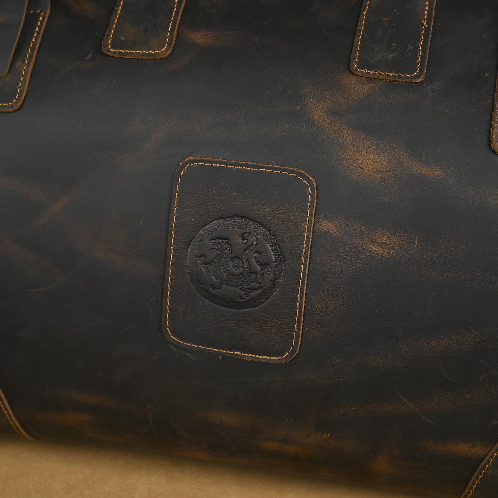 "Men's Vintage Faux Leather Duffel Bag Large Capacity Weekender Travel Luggage"