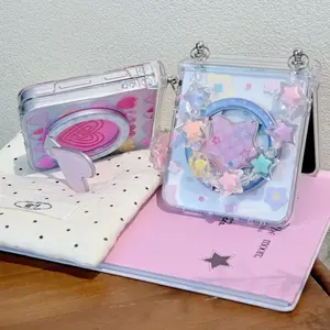 Korea Kawaii 3D Lova For Magnetic Kickstand Phone Case with Beaded Chain for Samsung Galaxy Z Flip 5 6 7 7FE Clear Cover