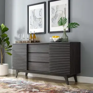 Modway Render 63" Sideboard Buffet Table or TV Stand in Charcoal