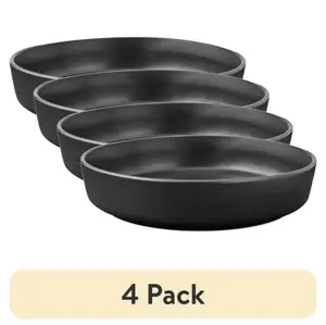 4-Pack Alessandra Matte Black Stoneware Dinner Bowls Set