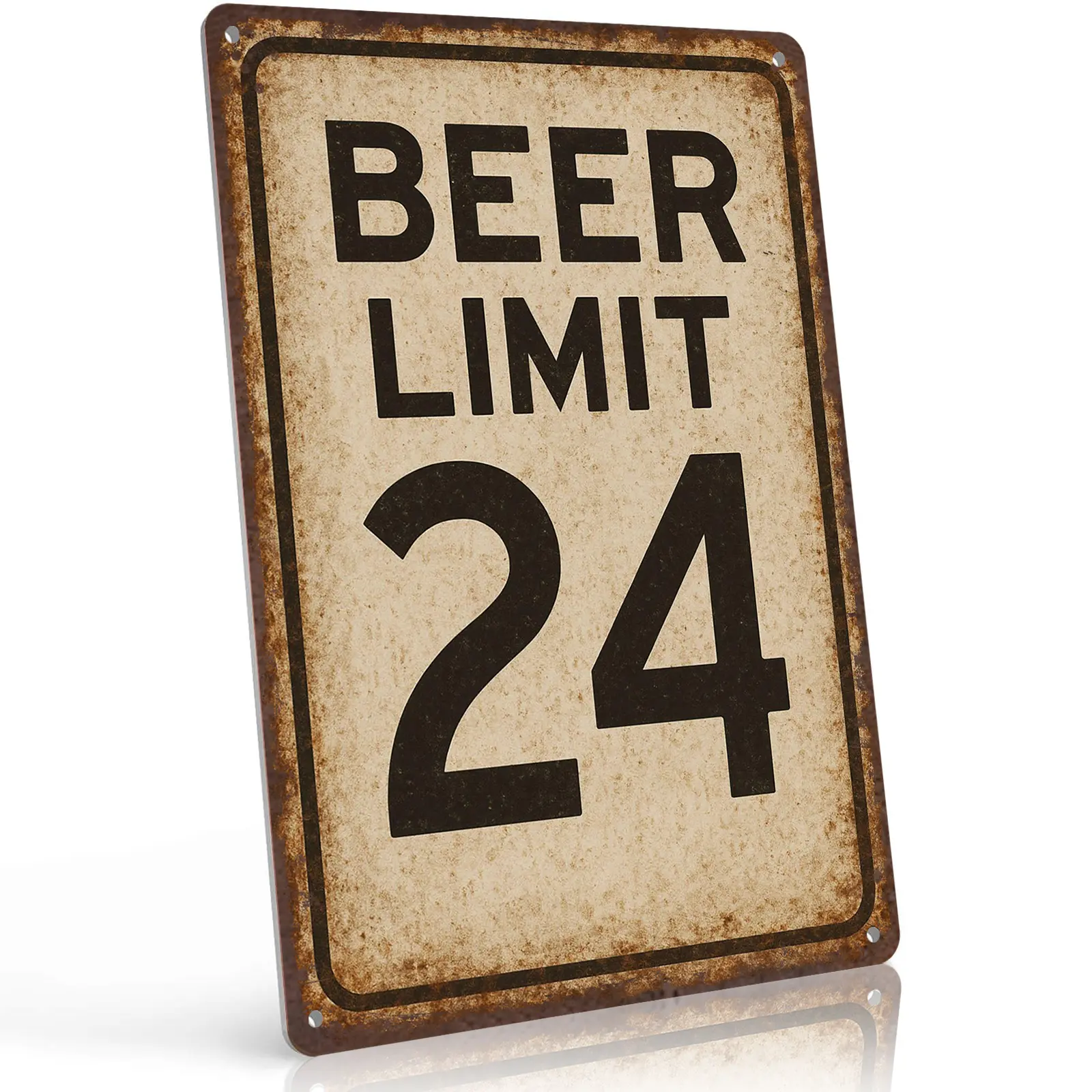 Beer Limit 24 Funny Drinking 12x8 Inch Aluminum Metal Sign - Playful Beer Lover Wall Decor for Home Bar, Man Cave, Pub, Party Room, Backyard Patio - Retro Tin Sign Gift for Beer Enthusiasts, Party Hosts and Bartenders