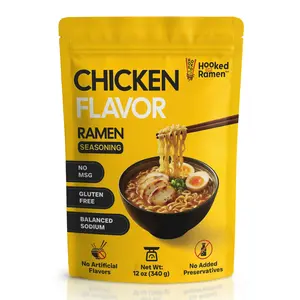 Hooked on Ramen Gluten-Free Savory Chicken Broth Mix & Soup Seasoning - No MSG, No Artificial Flavors, Umami Powder, Balanced Sodium, 113-Serving Noodle Broth Solution