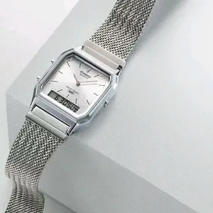 AQ230EM-7A New Casio Vintage Mesh bracelet Ana/digi unisex watch " New Casio style"