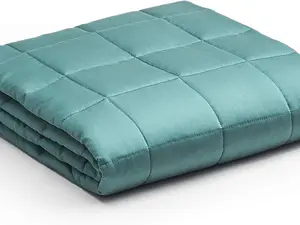 YnM Bamboo Weighted Blanket — 100% Cooling Bamboo Viscose Oeko-Tex Certified Material with Premium Glass Beads (Sea Grass, 60''x80'' 20lbs), Suit for One Person(~190lb) Use on Queen/King Bed