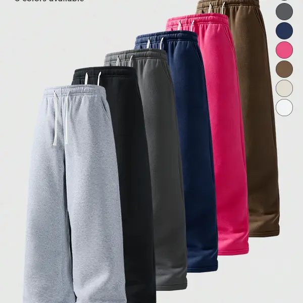 4-pack men’s basic solid-color loose casual straight sweatpants with adjustable drawstring elastic waistband; versatile for everyday wear; soft, skin-friendly, comfortable fabric