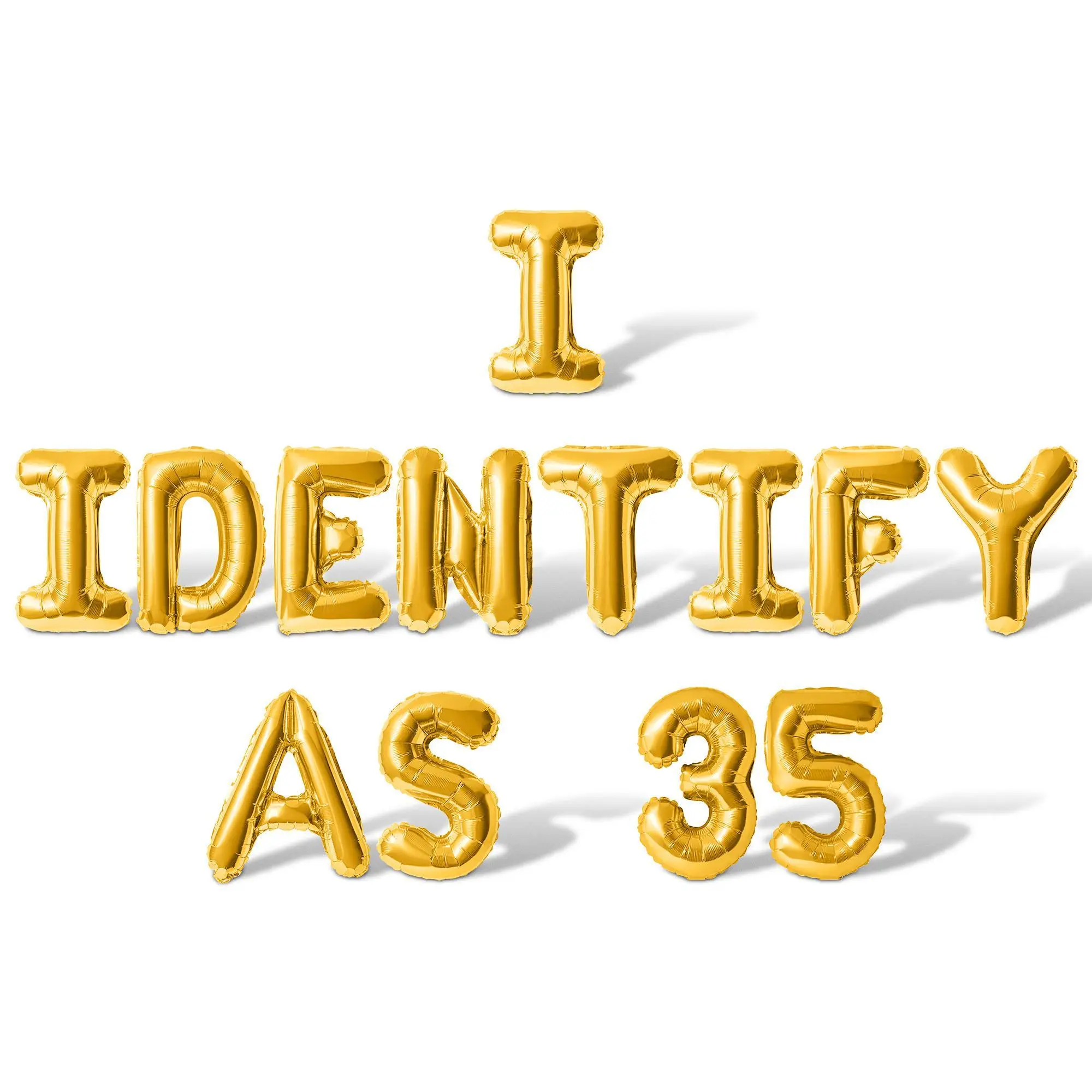 Letter Balloons - I IDENTIFY AS 35 16" Inch Alphabet Letters Foil Mylar Balloon 35th Birthday Party Banner