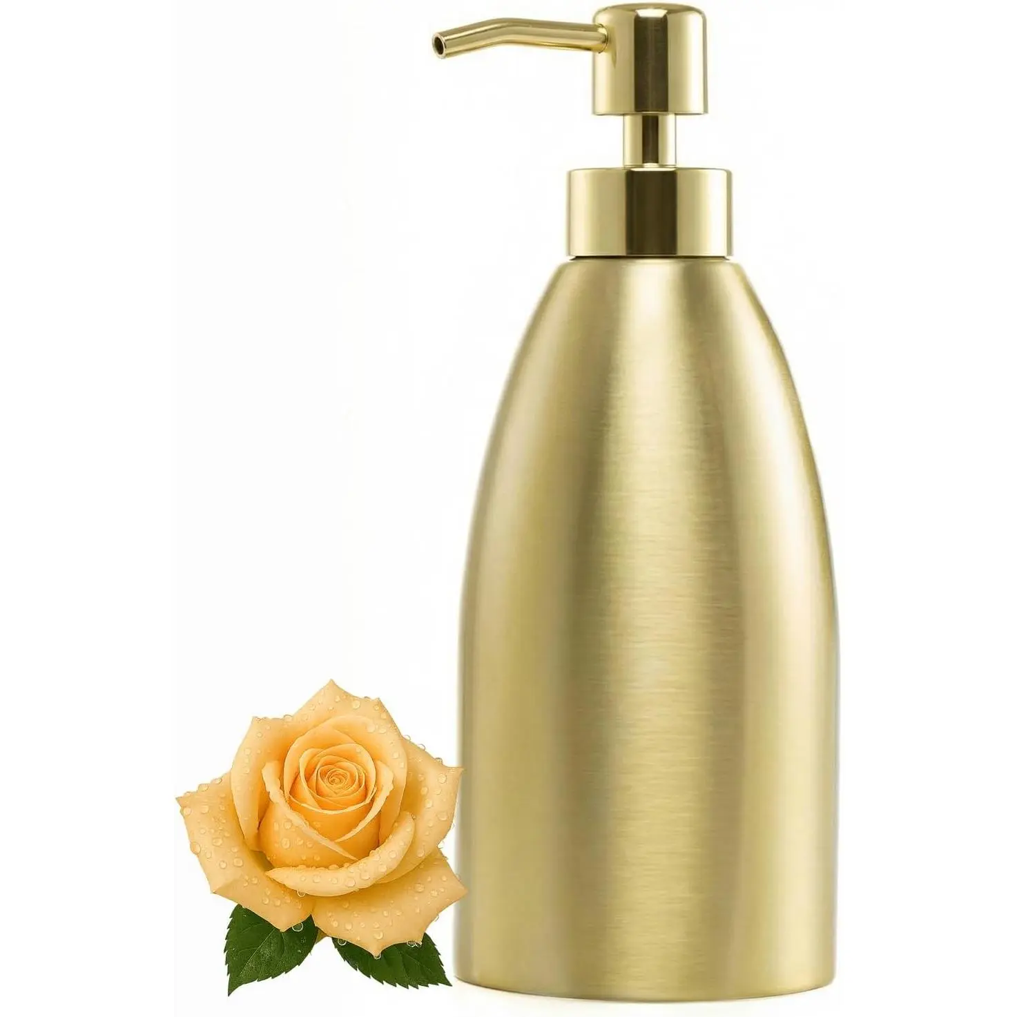 304 Stainless Steel Soap Dispenser 16oz Rust-Proof Liquid Soap Pump Bottle for Kitchen or Bathroom Countertop Hand Dish Lotion Leak-Proof (Matte Gold)