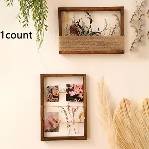Wooden Wall Mounted Shelf, 1 Count Rustic Wooden Shadow Box Wall Shelf, Decorative Display Frame for Photos, Plants, and Keepsakes