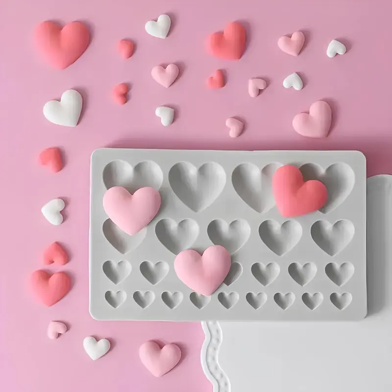 Heart Shaped Silicone Mold, 1 Count Non-stick Chocolate Cake Ice Cube Candy Cookie Mold, Dessert Bakeware DIY Mold for Home Kitchen Baking House, Reusable Chocolate Mold, Silicone Baking Molds