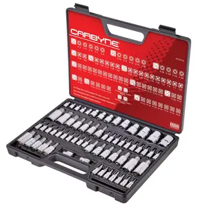CARBYNE 62 Piece Master Torx Bit Socket Set & External Torx (eTorx, Female Torx) Socket Set, Includes Torx T6-T70, Tamper TT6-TT70, Torx Plus TP8-TP60, E4-E24| S2 Bits, CrV Sockets, Durable Case
