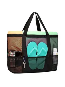 Large Capacity Beach Bag, Mesh Toy Storage Swim Bag, Multifunctional Travel Handheld Shoulder Bag, Swimsuit Storage Pouch, Travel Organizer Bag, Travel Essentials Bag, Travel Lightweight Bag