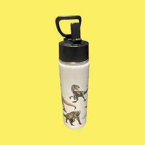 Dinosaur Water Bottle with Fun Dinosaur Design and Black Lid for Your Drinking Needs