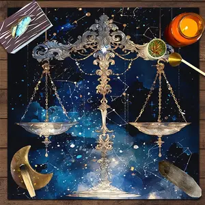 1pc Celestial Balance Starry Sky Square Altar Cloth Astrological Zodiac Witchy Mystical Tablecloth Tarot Card Spread Reading Cloth Table Mat Decor Tarot Reading Cloth, Tapestry Wall Hanging Home Wall Rugs, Perfect Gift for Festivals, Halloween