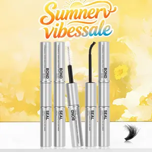 Lash Cluster Glue, Waterproof Lash Bond and Seal, Latex-Free Long-Lasting Black Eyelash Adhesive for Lash Clusters, 5ml+5ml with 3 Pcs Accessories