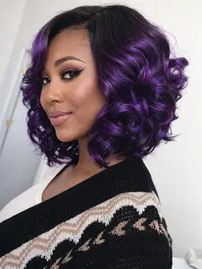 Gradual Bob Hair Wig, Curly High Temperature Fiber, Best-Selling, Medium Long Fake Hair Cap, Colorful Wigs, Synthetic Hair Wigs