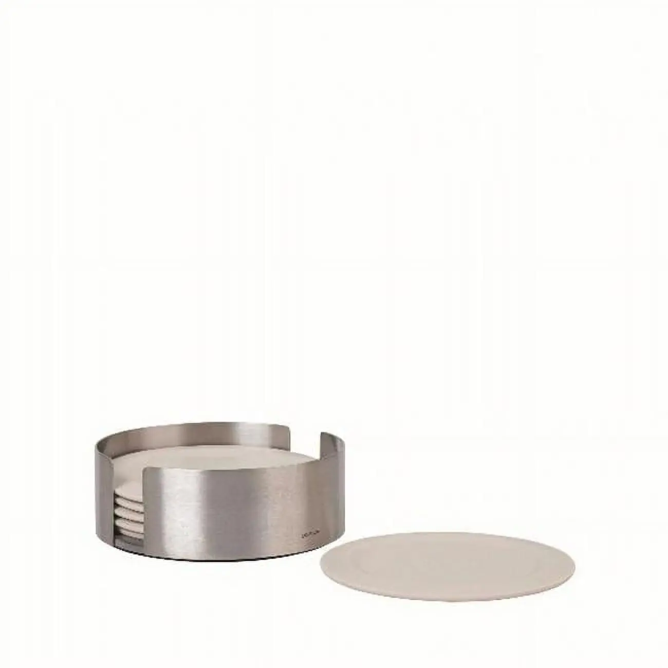 Blomus 64065 Lareto Silicone Coasters with Stainless Steel Holder, Moonbeam